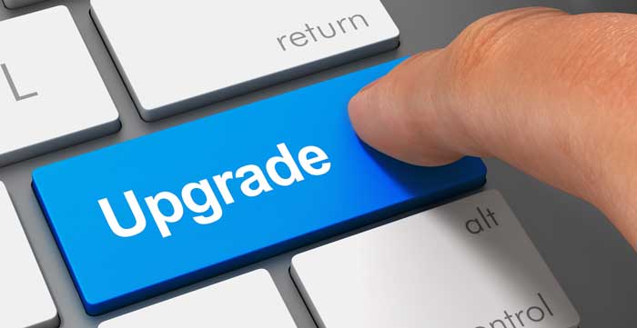 clicking on the upgrade button on a keyboard