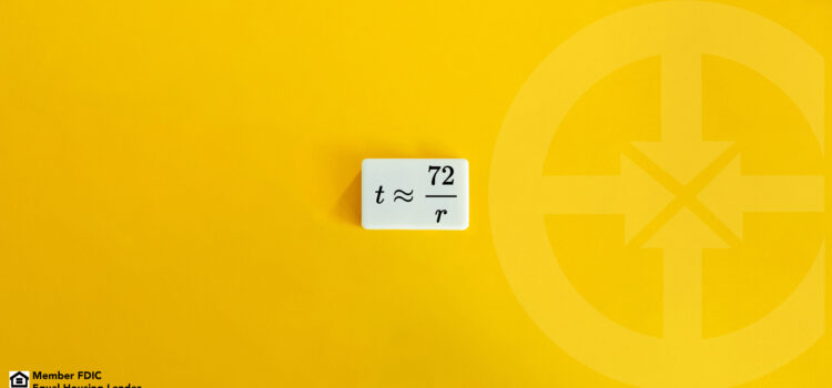 t is approximately equal to 72 divided by r. A formula that refers to the Rule of 72; t being the number of years and r representing the annual rate of return.