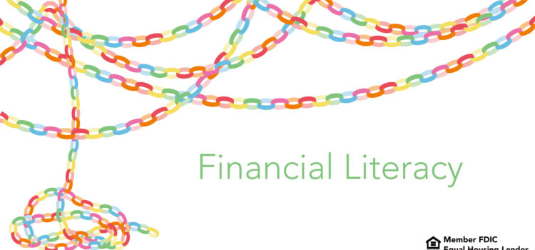 Various colorful paper chains border the words "Financial Literacy"